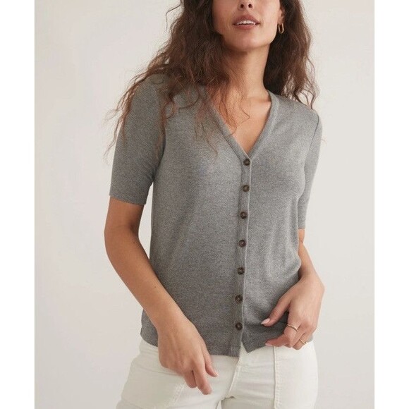 Marine Layer Womens Lexi Ribbed Button Up Top Sz S Tensel/ Modal - Picture 1 of 10